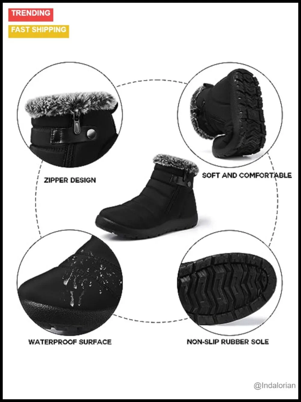 Women's Waterproof Faux Fur Lined Ankle Snow Boots Non Slip Winter Warm Commute